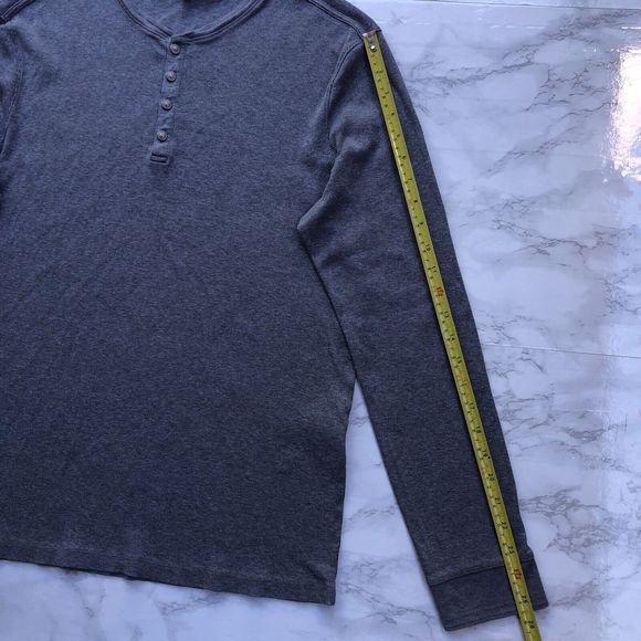 John Varvatos Men’s Size XL Gray Henley Ribbed Pullover Button Front Pima Cotton - Picture 11 of 13